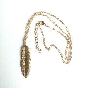 Jewelry - Goldtone Long Feather Pendant Necklace Boho Jewelry - Goldtone Long Feather Pendant Necklace Boho